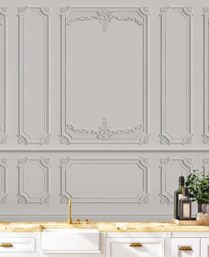 papel pintado panel blanco adornado