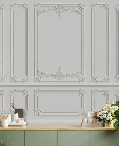 papel pintado panel blanco adornado