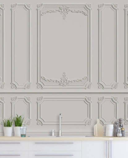 papel pintado panel blanco adornado