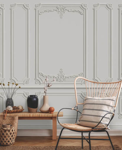 papel de parede branco ornamentado