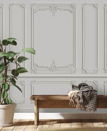 papel pintado panel blanco adornado