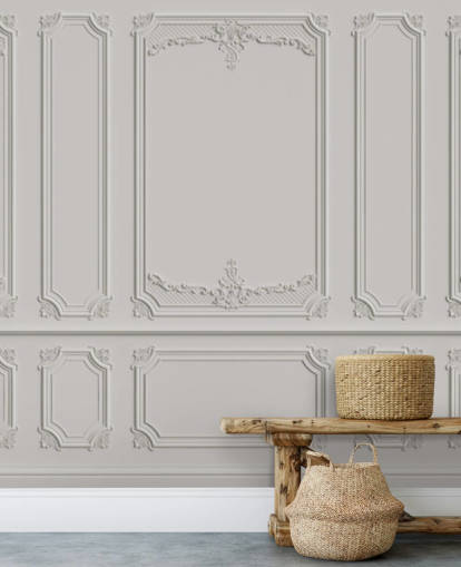 papel de parede branco ornamentado