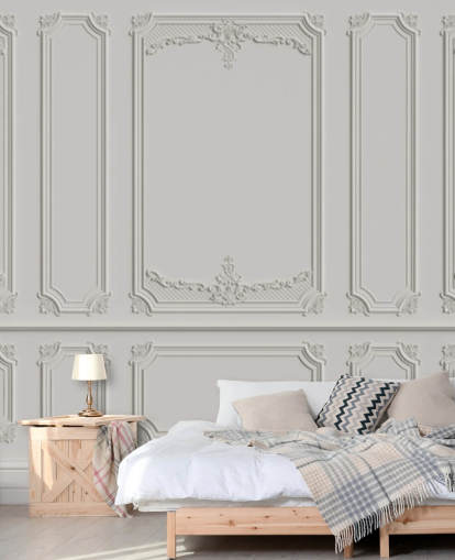 ornate white panel wallpaper