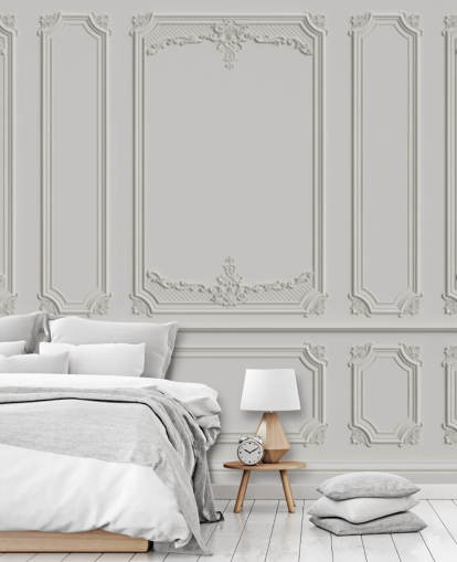 ornate white panel wallpaper