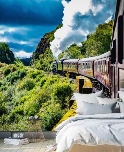 red steam train in countryside passenger view wallpaper red steam train in countryside passenger view wallpaper
