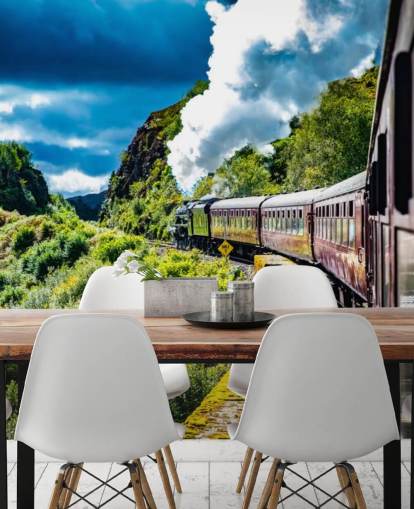 tren de vapor rojo en campo vista de pasajeros fondo de pantalla