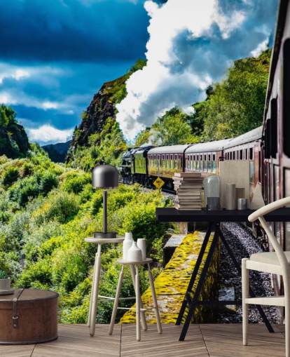 tren de vapor rojo en campo vista de pasajeros fondo de pantalla