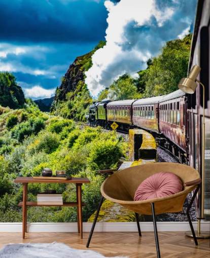tren de vapor rojo en campo vista de pasajeros fondo de pantalla
