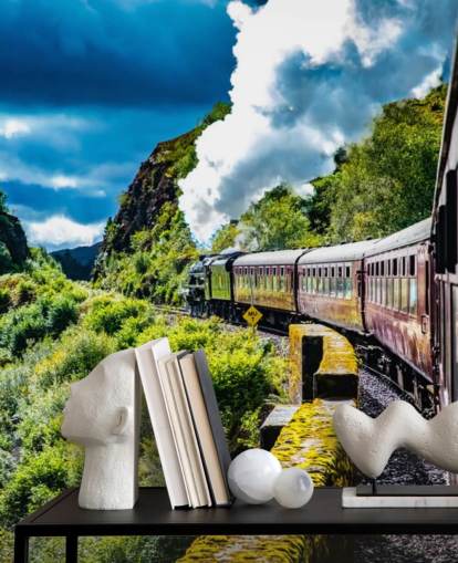 red steam train in countryside passenger view wallpaper red steam train in countryside passenger view wallpaper