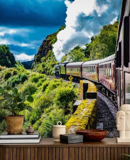 tren de vapor rojo en campo vista de pasajeros fondo de pantalla