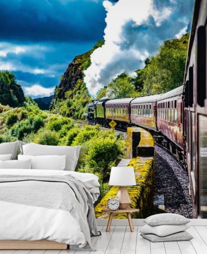 tren de vapor rojo en campo vista de pasajeros fondo de pantalla