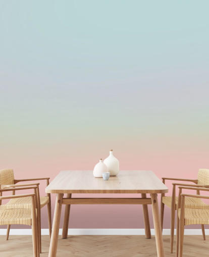 blauwe, roze en groene ombre muurschildering genaamd Flowers Ombre