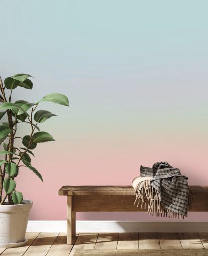 blå, rosa og grønn ombre tapet veggmaleri kalt Flowers Ombre