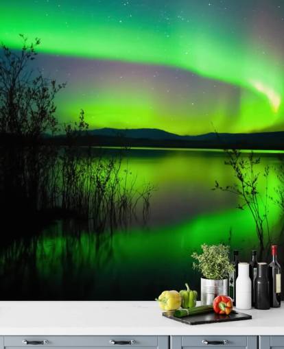 Grøn Nordlys Baggrund