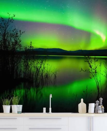 Papel de Parede Green Northern Lights