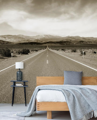 Carretera californiana vacía en el desierto Landscape Wallpaper