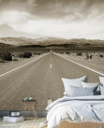 Autostrada californiana vuota nel deserto Landscape Wallpaper