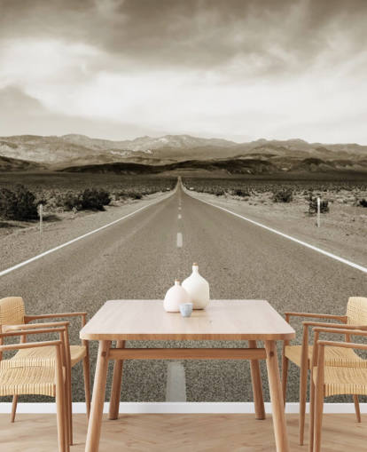 Empty Californian Highway in the Desert Landscape Wallpaper Empty Californian Highway in the Desert Landscape Wallpaper