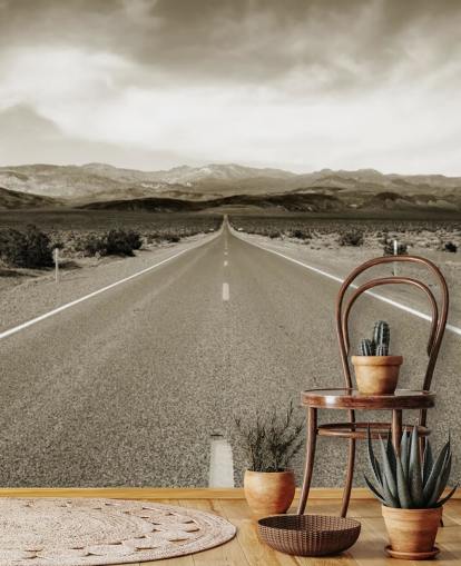 Tom californisk motorvej i ørkenen Landscape Wallpaper