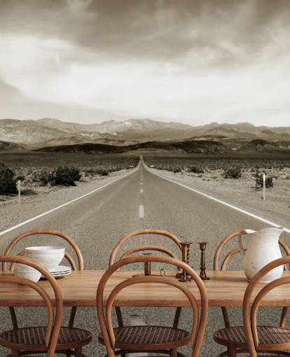 Autostrada californiana vuota nel deserto Landscape Wallpaper Autostrada californiana vuota nel deserto Landscape Wallpaper