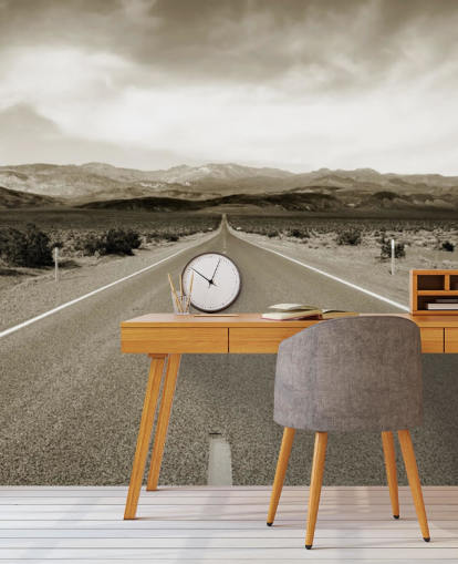 Empty Californian Highway in the Desert Landscape Wallpaper Empty Californian Highway in the Desert Landscape Wallpaper