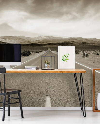 Empty Californian Highway in the Desert Landscape Wallpaper