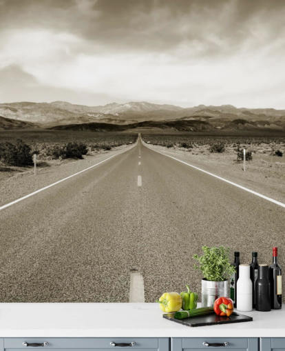 Empty Californian Highway in the Desert Landscape Wallpaper Empty Californian Highway in the Desert Landscape Wallpaper