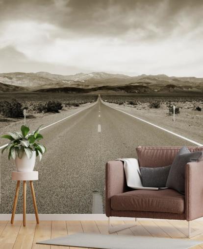 Empty Californian Highway in the Desert Landscape Wallpaper