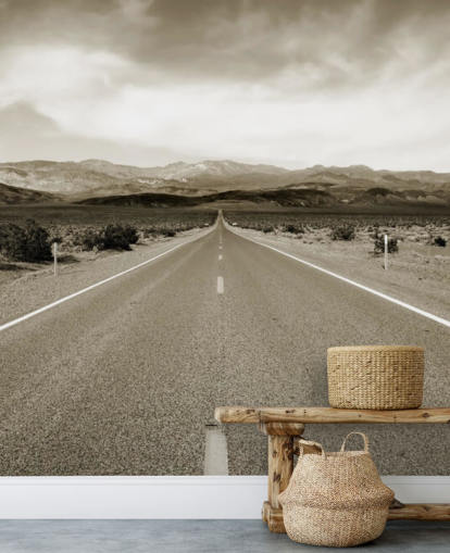 Empty Californian Highway in the Desert Landscape Wallpaper