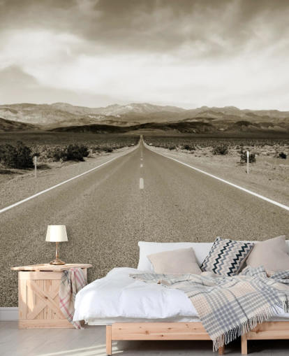 Empty Californian Highway in the Desert Landscape Wallpaper