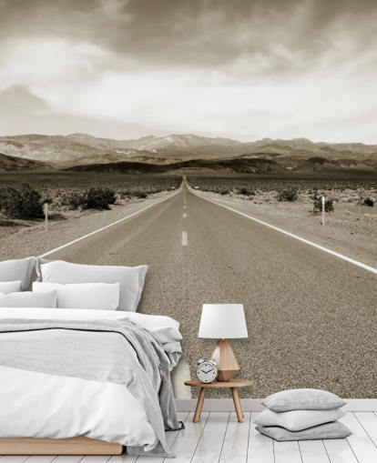 Autoroute californienne vide dans le désert Landscape Wallpaper