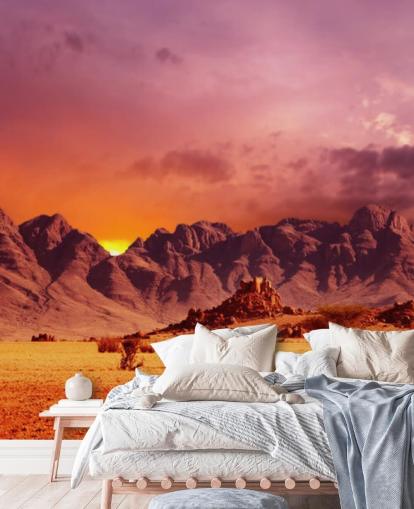 Mural de Parede Vermelha do Deserto e Montanhas