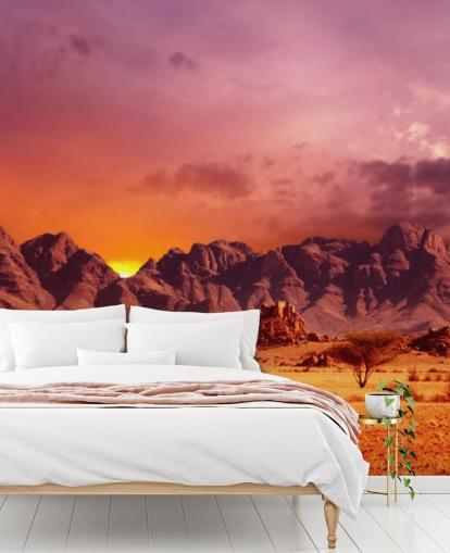 Mural de pared Desierto rojo y montañas