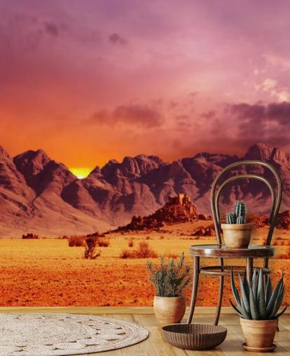 Mural de Parede Vermelha do Deserto e Montanhas