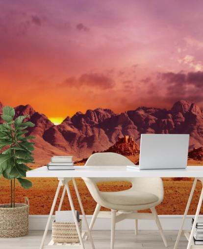 Décoration murale du désert rouge et des montagnes