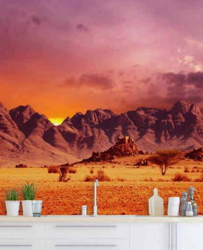 Mural de pared Desierto rojo y montañas