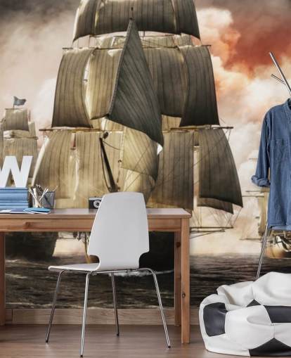 piratskip på farvann tapet