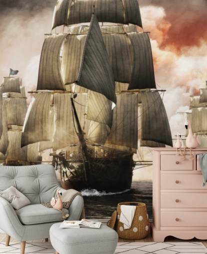 pirate ships on waters wallpaper