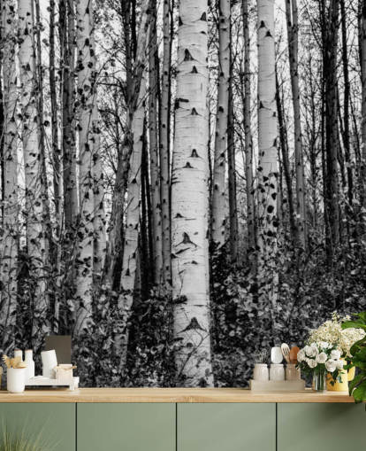 Black and White Birch Trees Wallpaper