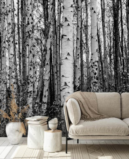 Papel pintado Abedules blancos y negros