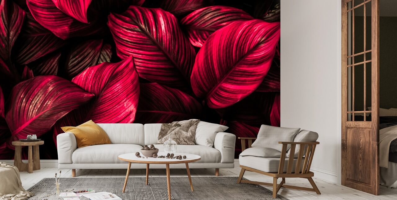 Pink Leaf Wallpaper Wallsauce UK