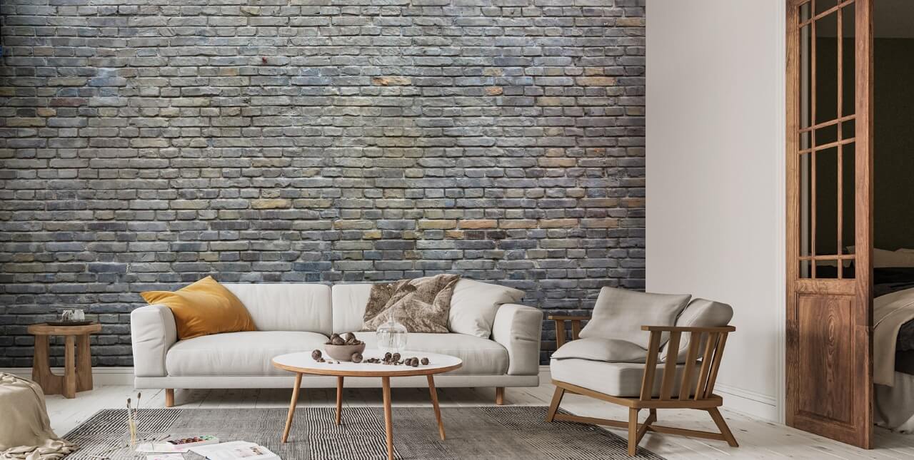 Dark Grey Bricks Wallpaper Mural Wallsauce US