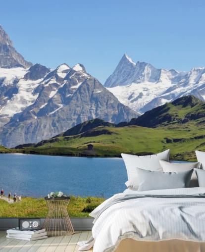 Snow Capped Mountain and Lake Wall Mural