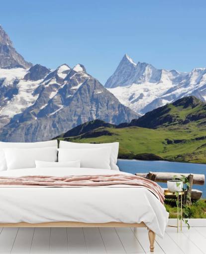 Decorazione murale con montagne innevate e lago Decorazione murale con montagne innevate e lago