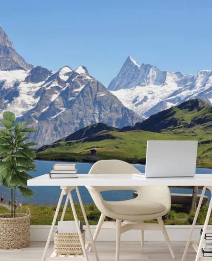 Decorazione murale con montagne innevate e lago Decorazione murale con montagne innevate e lago