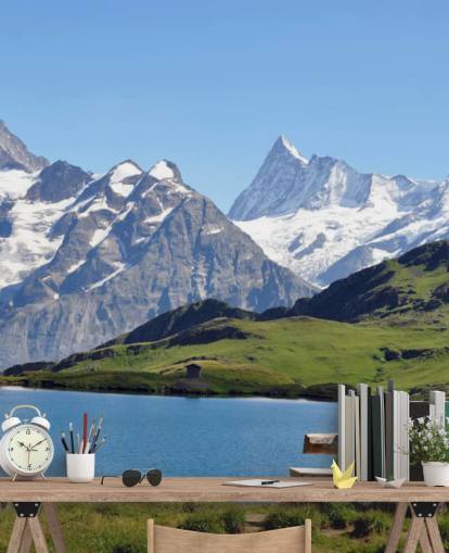 Snow Capped Mountain and Lake Wall Mural Snow Capped Mountain and Lake Wall Mural