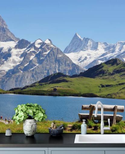 Snow Capped Mountain and Lake Wall Mural