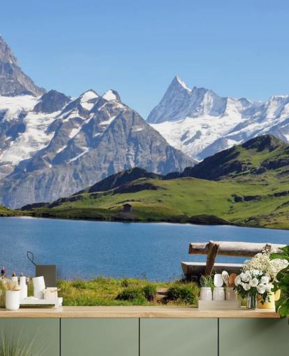 Snow Capped Mountain and Lake Wall Mural