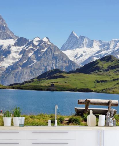 Snow Capped Mountain and Lake Wall Mural