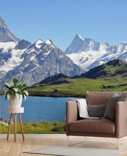 Schneebedeckter Berg und See Fototapete